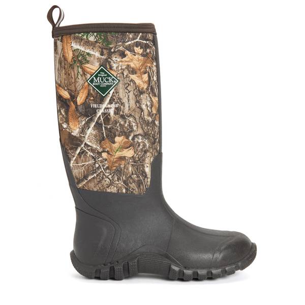 Men's FieldBlazer Fleece Lined Rubber Boot, Plain Toe, 16" Height, Chocolate And Realtree Edge, 7