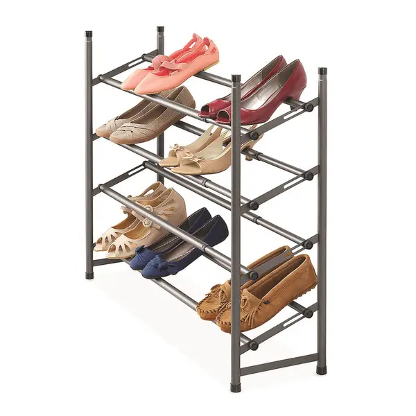 Whitmor 4-Tier Shelf Tower Closet System, Black and Silver - Metal