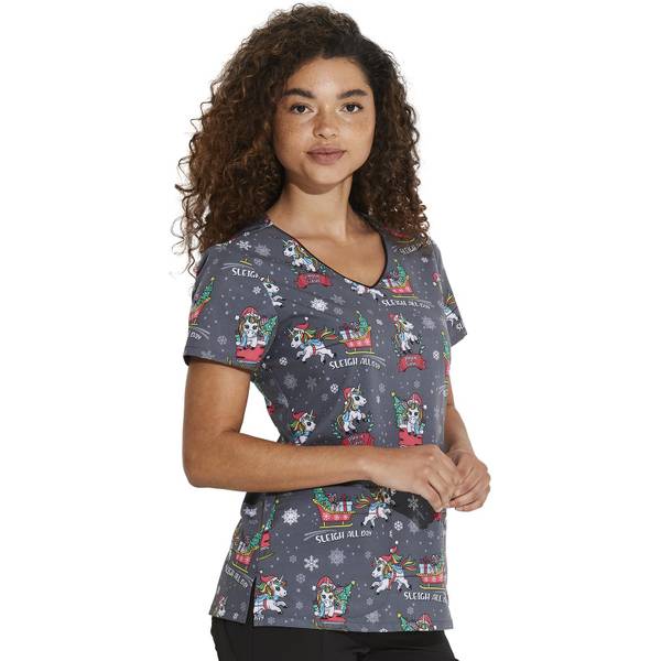 Womens V-Neck Print Top