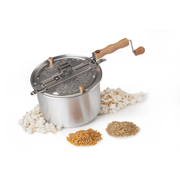 Whirley-Pop Stainless Steel Stovetop Popcorn Popper with Real Theater  All-Inclusive Popping Kit - Silver