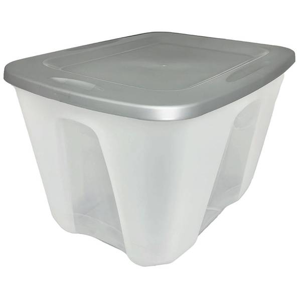 Homz 18 Gallon Tote Clear Base with Titanium Silver Lid - 6618CLRTS.48