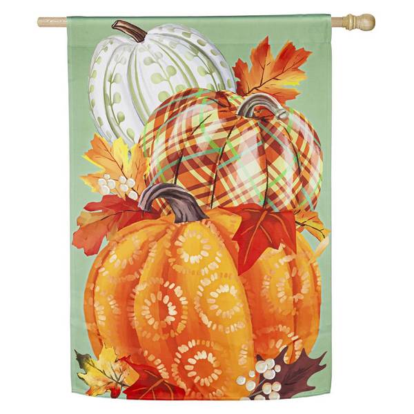 Photo of Painted Fall Pumpkins Suede House Flag