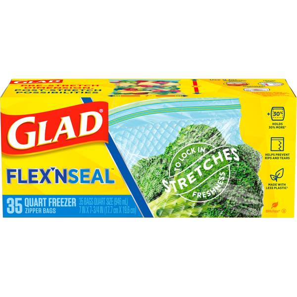 Glad Zipper Food Storage Freezer Bags - Gallon Size - 40 Count Each (Pack  of 4)