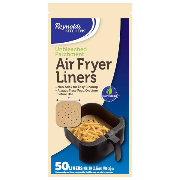 Reynolds Kitchens Air Fryer Liners, Unbleached Parchment - 50 liners