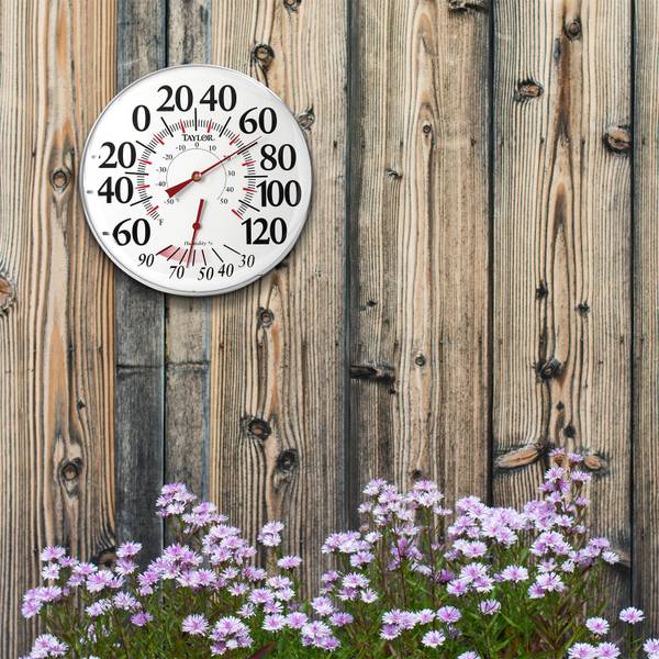 Large Wood Outdoor Thermometer 