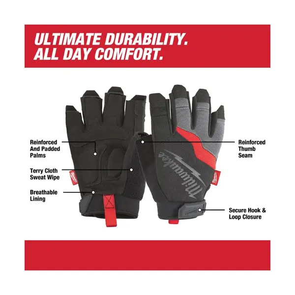 Milwaukee Fingerless Work Gloves XL 48-22-8743