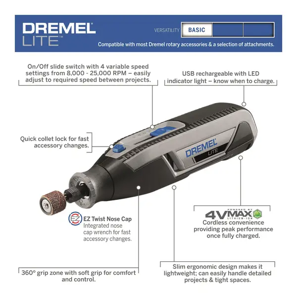 Dremel 3.6V Lite Cordless Rotary Tool Kit - 7760-N/10