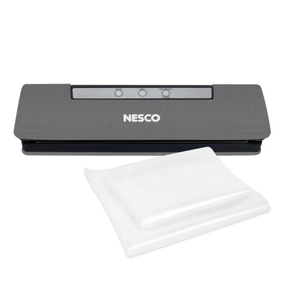 Nesco VS-01 One Touch Operation Food Vacuum Sealer with Vacuum Sealer Bags,  White
