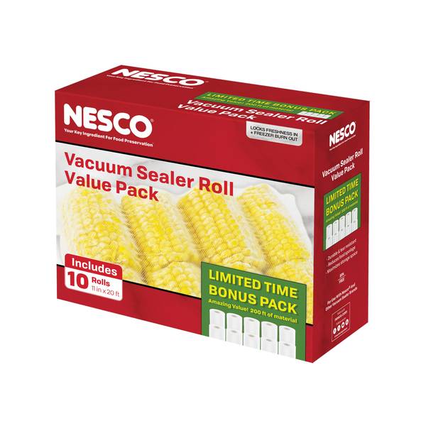 NESCO 11” x 20' Vacuum Sealer Rolls Value Pack, 10 Rolls - 735684