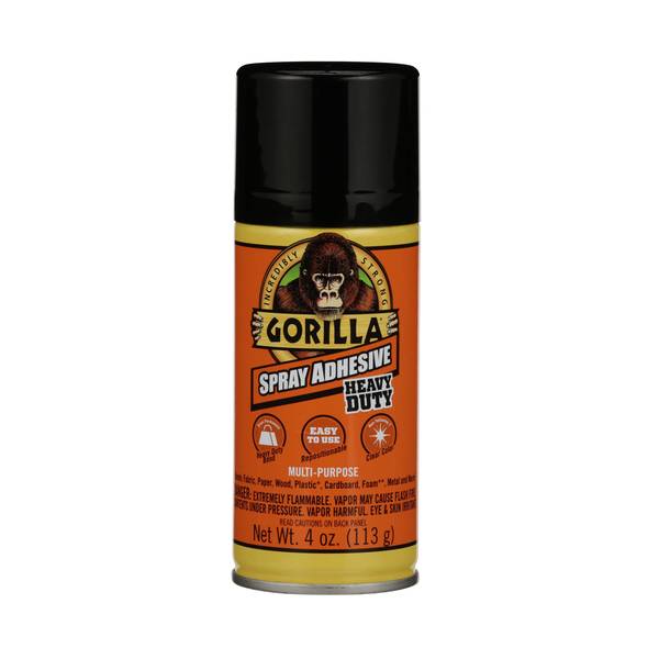 Gorilla Glue Adhesive Spray, Gorilla Spray Adhesive is heavy duty,  multi-purpose and easy to use. It forms a clear permanent bond, and is  moisture resistant making it ideal for