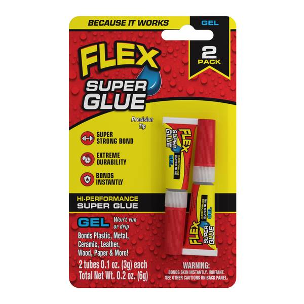 FLEX SEAL Family of Flex Super Glue Gel, (2) 3g Tubes