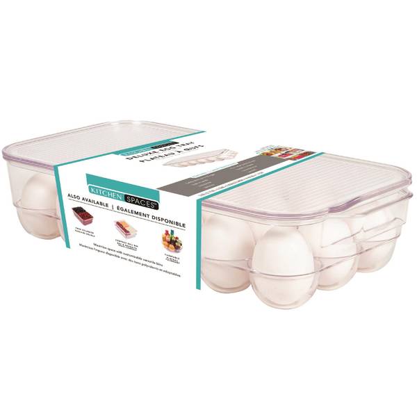 Kitchen Spaces Deluxe Egg Tray, 18 Count, Clear