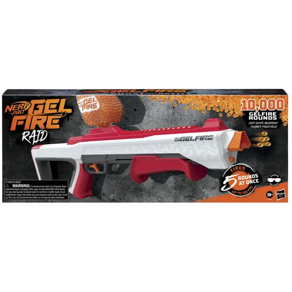 Nerf Pro Gelfire Raid Blaster, Fire 5 Rounds At Once, 10,000