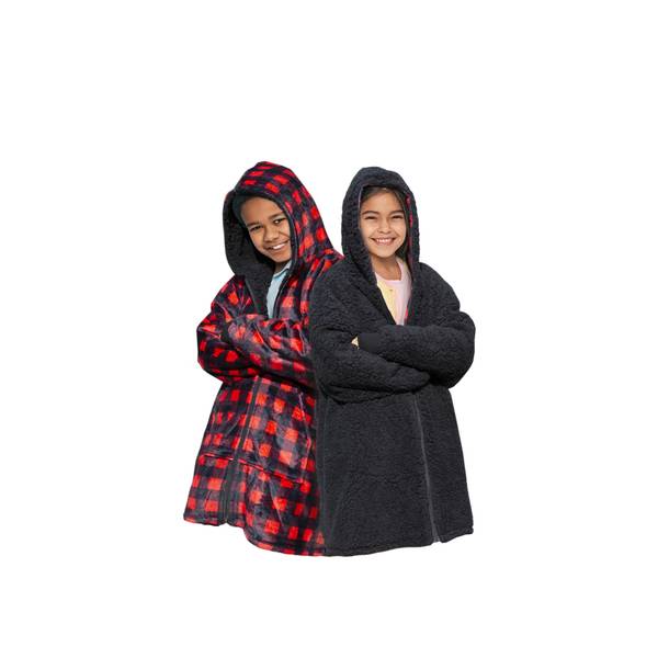 Sutton Home Kids' Zipfront Wearable Blanket, RedBlack Gingham/Black