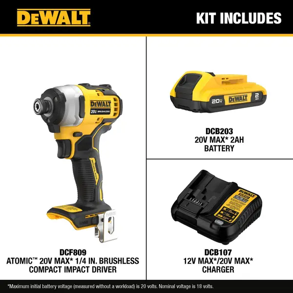 DEWALT ATOMIC 20V MAX* Brushless Cordless Compact 1/4