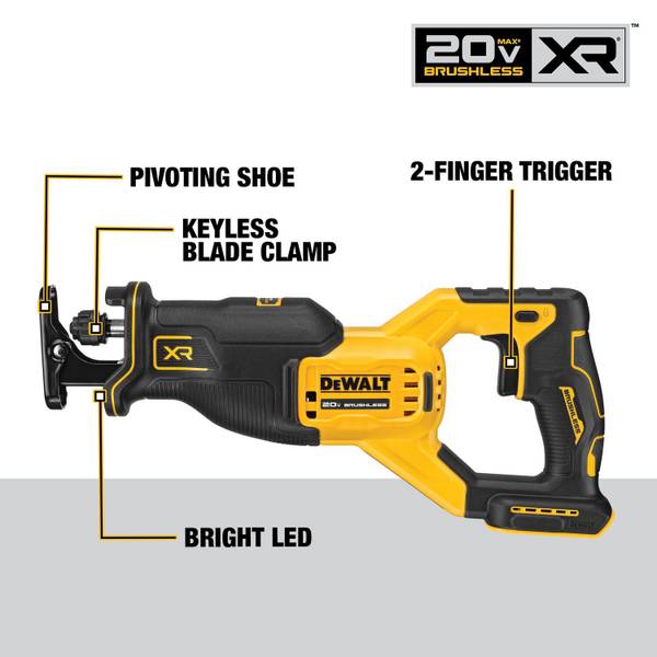 DEWALT 20V MAX* XR Brushless Cordless Reciprocating Saw DCS382B