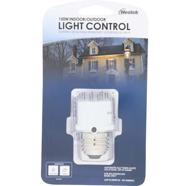 Light Control Socket with Timed Photocell & Remote, Indoor Only