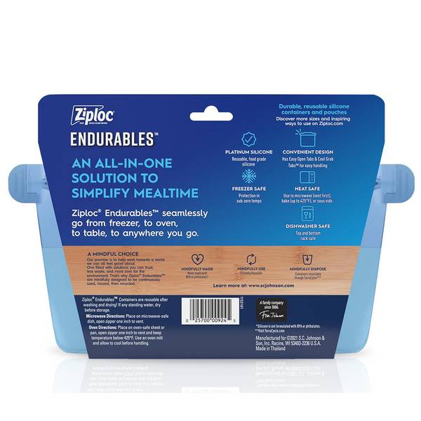 Ziploc Endurables Small Pouch, 1 Cup, 8 fl oz, Reusable Silicone, from Freezer, to Oven, to Table, 2 Pack