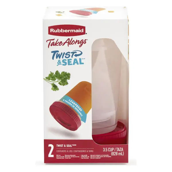 Rubbermaid Take Alongs Twist & Seal Containers, Trays & Lids 2 Ea