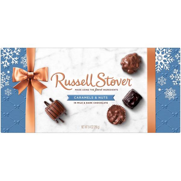 Russell Stover 9.4 oz Caramel and Nuts Holiday Gift Box - 4134D | Blain ...