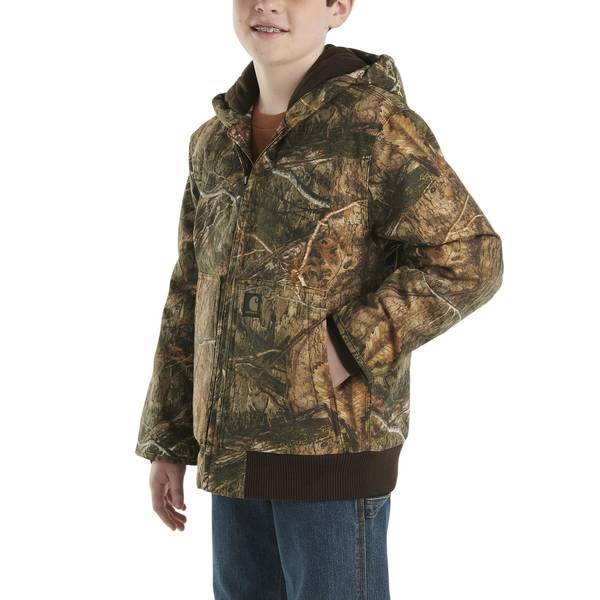 Carhartt Boys Zip-Front Canvas Insulated Hooded Camo Jacket
