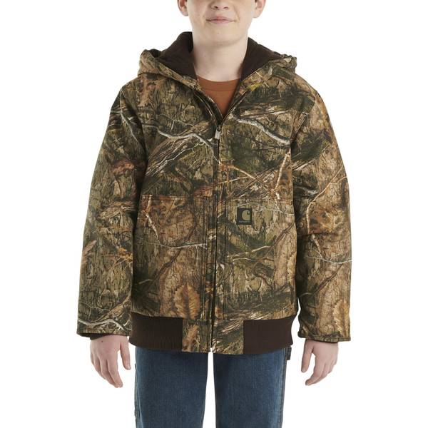 Carhartt Boys Zip-Front Canvas Insulated Hooded Camo Jacket - CP8579 ...
