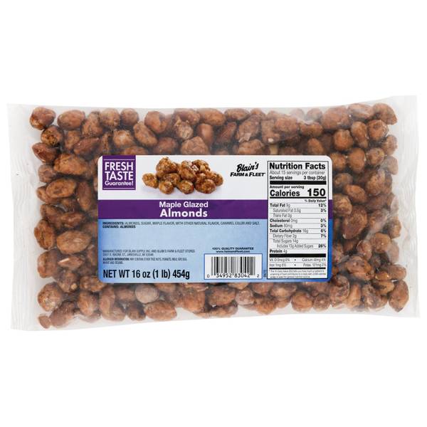 Blain's Farm & Fleet 16 oz Maple Glazed Almonds 723452 Blain's Farm