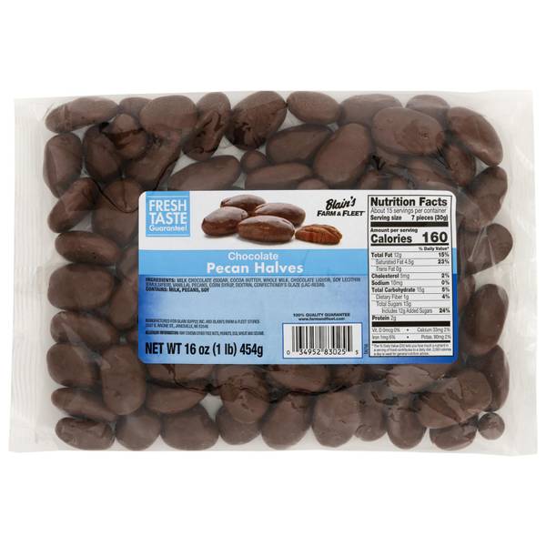 Blain's Farm & Fleet 16 oz Chocolate Pecan Halves 723316 Blain's