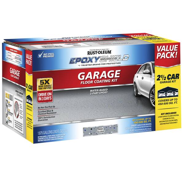 Photo of 2.5 Car Kit EPOXYSHIELD Gloss Gray Garage Floor Coating