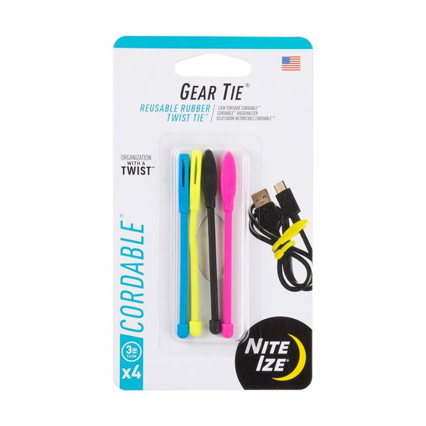 Nite Ize Gear Tie Reusable Rubber Twist Ties, Multi-Purpose Use