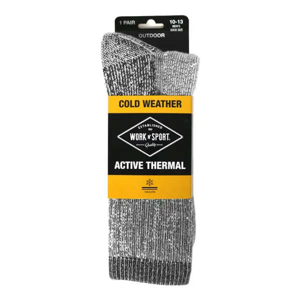 Work N' Sport Men's Thermal Marled Wool Blend Socks - N251BLKBL-L