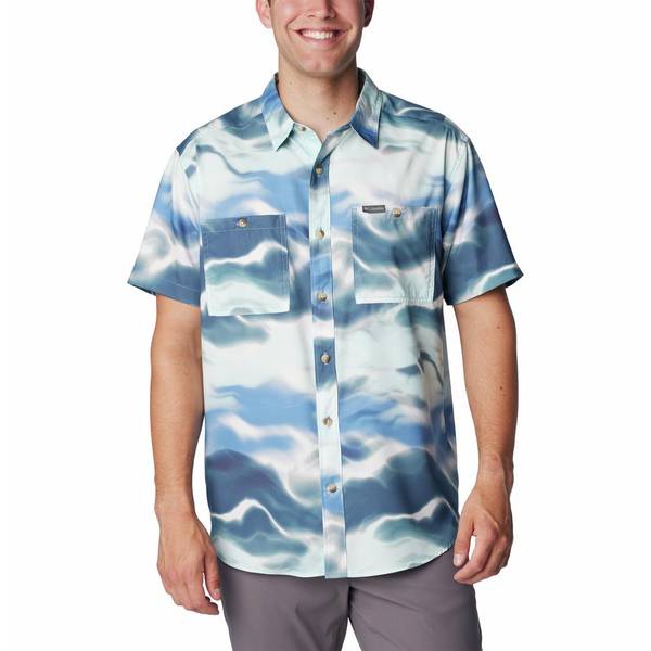 Columbia Men's Tech Trail Utility Printed Woven Shirt - Short Sleeve With UPF 50 & Mesh Back