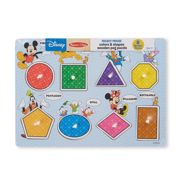 Melissa & Doug 8-Piece Disney Mickey Mouse Clubhouse Shapes and Colors  Wooden Peg Puzzle - 7471