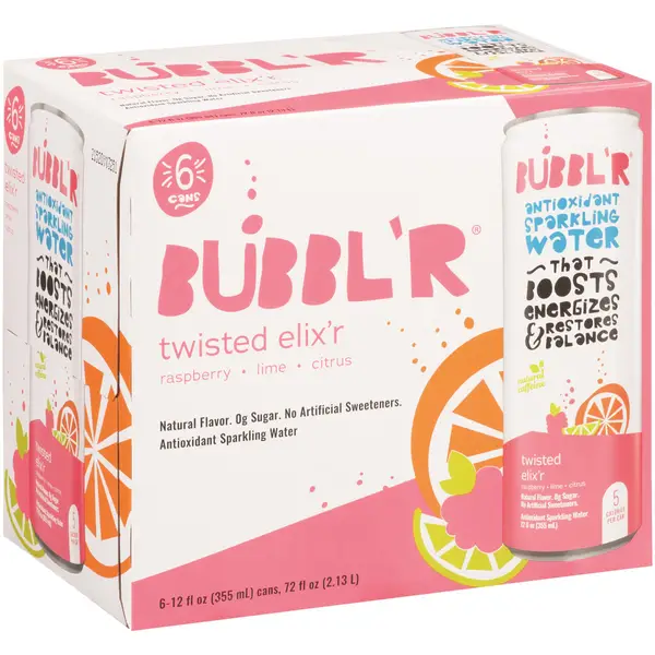 Bubbl'r Triple Berry Antioxidant Sparkling Water with a Boost of Caffeine,  12 fl oz Can 