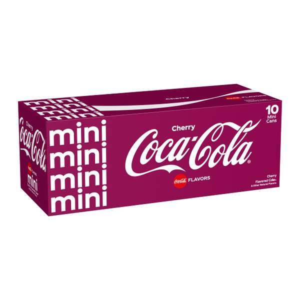 Coca-Cola Cherry Mini Soda Pop Soft Drink, 7.5 fl oz, 10 Pack Cans