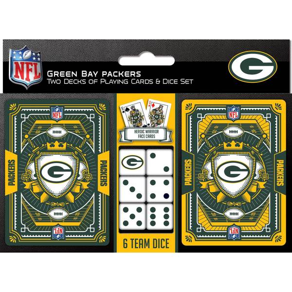 Masterpieces Puzzle 598801353 Green Bay Packers Playing Cards & Dice Set