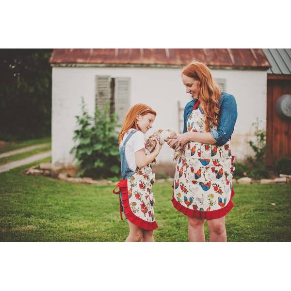 My Favorite Chicken Red Roosters and Roses Kids Full Body Egg Collecting  Apron - ROOFEK12-227