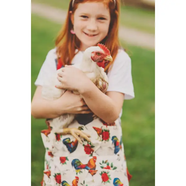 My Favorite Chicken Red Roosters and Roses Kids Full Body Egg Collecting  Apron - ROOFEK12-227
