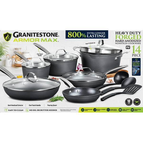  Granitetsone Armor Max 10 Inch Non Stick Frying Pans Nonstick  Frying Pan, Hard Anodized Nonstick Pan, Cooking Pan, Nonstick Skillet, Pan,  Non Stick Pan, Induction Pan, Oven / Dishwasher Safe, Black 