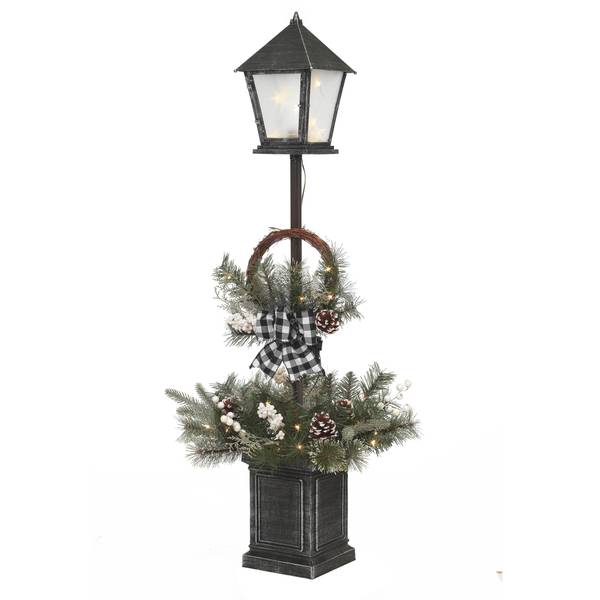 Photo of 4 ft. Pre Lit LED Pine Lantern Pole Porch Tree