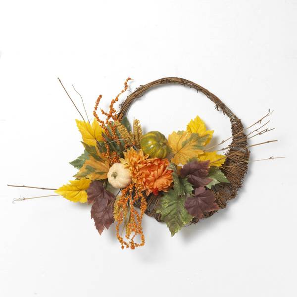 Photo of 20 in. Cornucopia Wreath with Pumpkin and Berry Accents