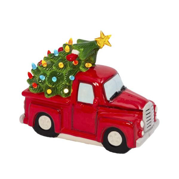 Gerson 9.6 in. Illuminating Holiday Truck with Tree and Timer ...