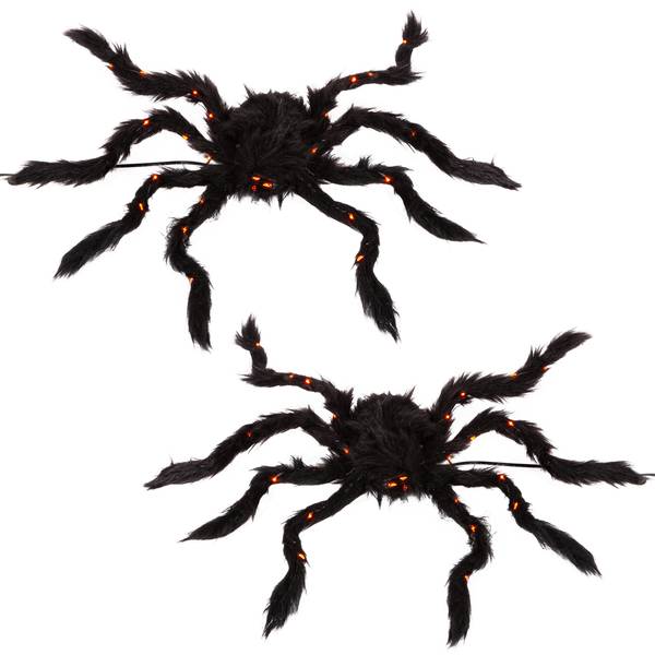 Photo of Set of 2 Light Up Halloween Spiders with Purple Micro LEDs