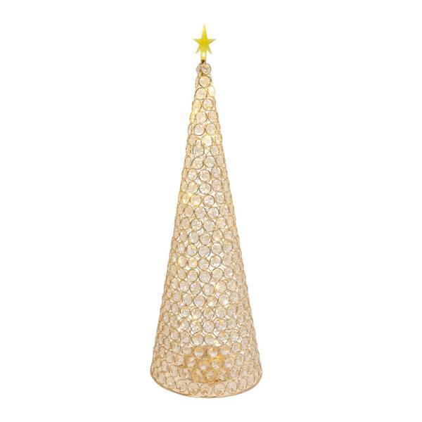 Photo of 23.8 in. Elegant Holiday Illuminated Gold Jewel Cone Christmas Tree