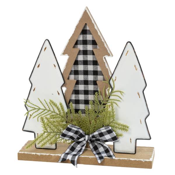 Photo of 12 in. Wood Holiday Trees with Pine and Bow Accent