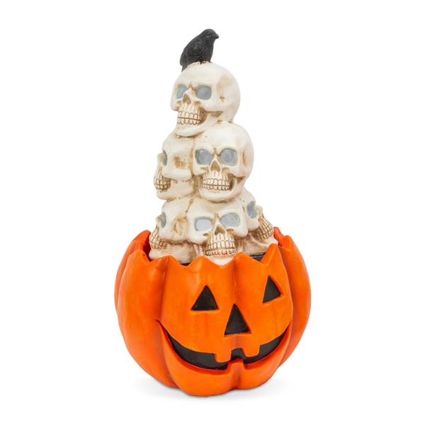 Photo of 23 in. Illuminating Smoking Halloween Skulls on Jack o Lanterns