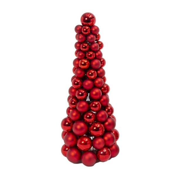 Photo of 18 in. Red Holiday Ornament Cone Tree Christmas Decor
