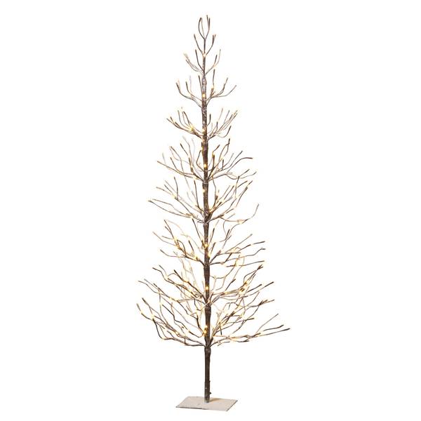 Photo of 6 ft. Tall Snowy Brown Pre Lit Tree with Warm White LEDs