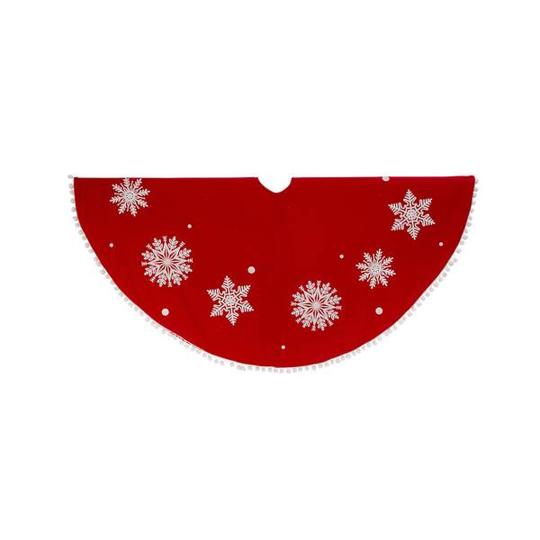 Gerson Snowflake Pompoms Tree Skirt - 2506470EC | Blain's Farm & Fleet