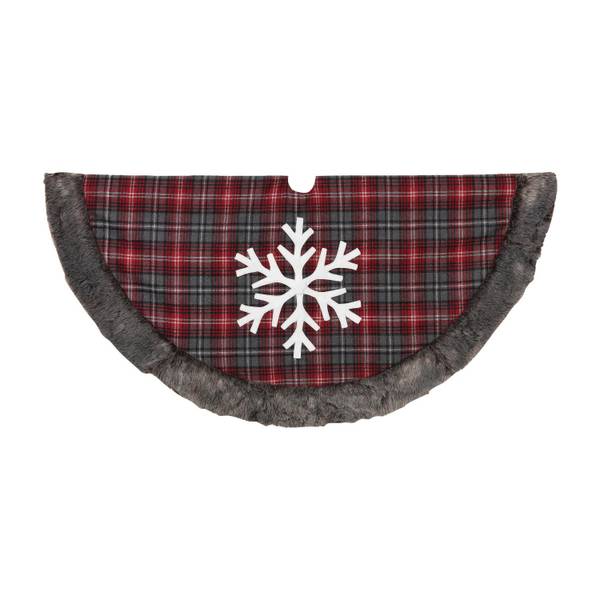 Photo of 50 in. Holiday Snowflake Tree Skirt With Faux Fur Trim
